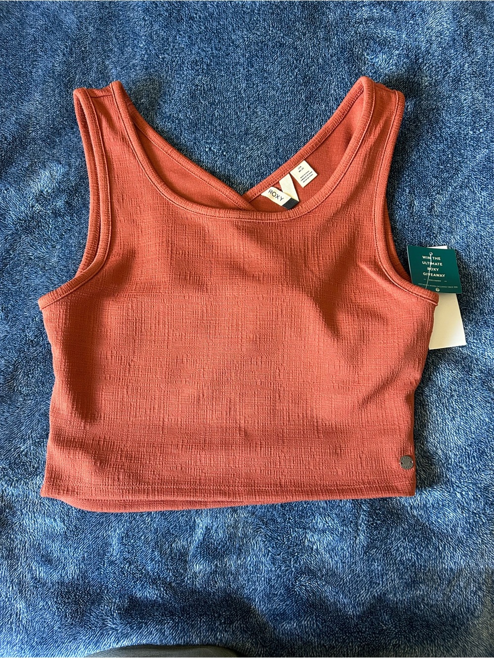 Roxy Ribbed Cropped Tank Top in Rust
